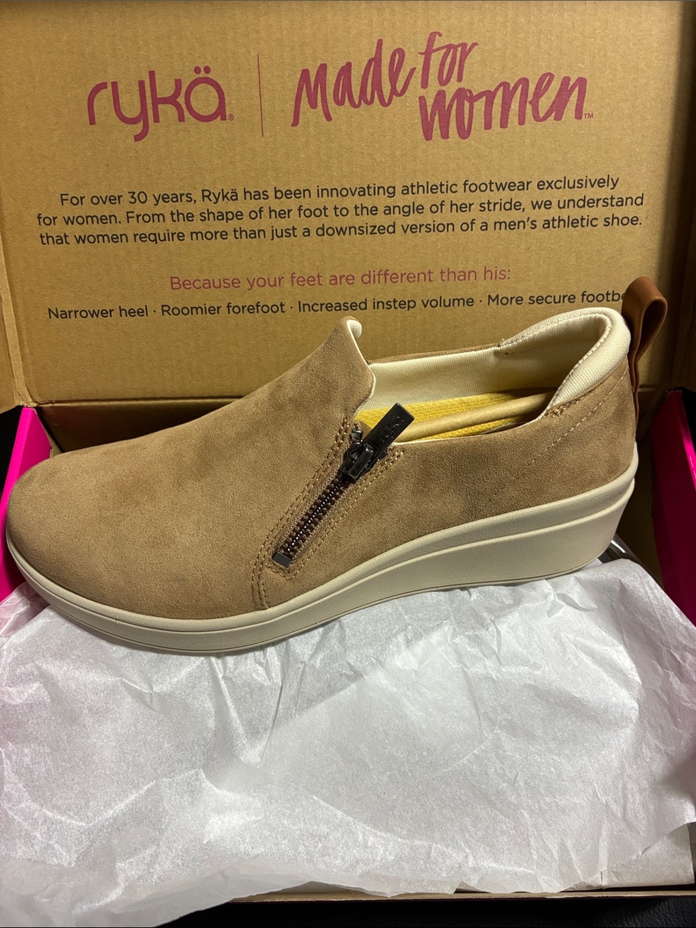 Ryka Women's Slip-On Wedge Sneaker in Tan